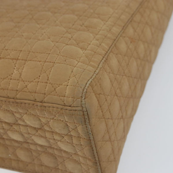 Christian Dior Lady Dior Hand Bag Nylon Beige Gold Auth ep13008