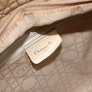 Christian Dior Lady Dior Hand Bag Nylon Beige Gold Auth ep13008-18