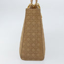 Christian Dior Lady Dior Hand Bag Nylon Beige Gold Auth ep13008-3