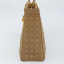 Christian Dior Lady Dior Hand Bag Nylon Beige Gold Auth ep13008-4
