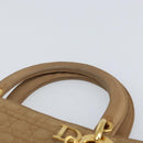 Christian Dior Lady Dior Hand Bag Nylon Beige Gold Auth ep13008-8