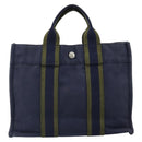 HERMES Fourre ToutPM Hand Bag Canvas Navy Auth ep13017-13