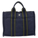 HERMES Fourre ToutPM Hand Bag Canvas Navy Auth ep13017-2