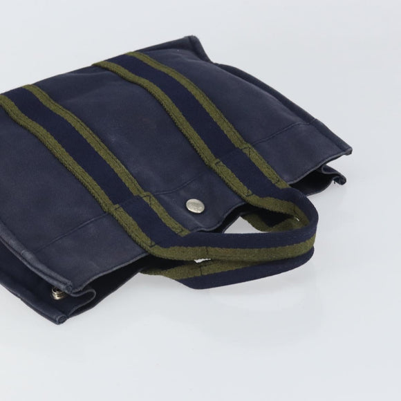 HERMES Fourre ToutPM Hand Bag Canvas Navy Auth ep13017
