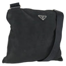 PRADA Umhängetasche Nylon Schwarz Silber Auth ep13020-1