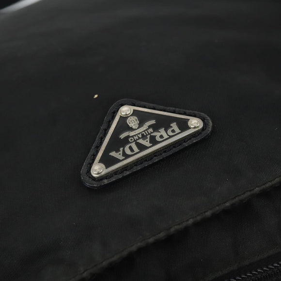 PRADA Umhängetasche Nylon Schwarz Silber Auth ep13020