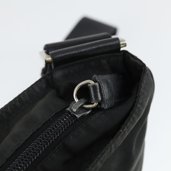 PRADA Umhängetasche Nylon Schwarz Silber Auth ep13020