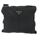 PRADA Umhängetasche Nylon Schwarz Silber Auth ep13020-13