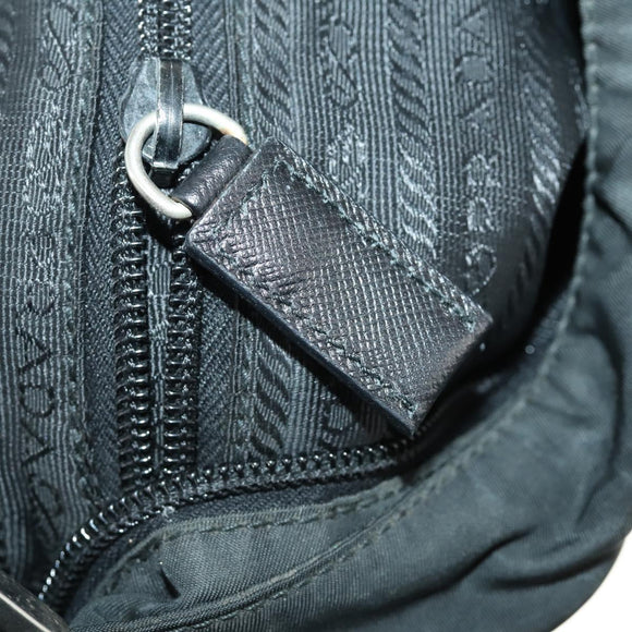 PRADA Umhängetasche Nylon Schwarz Silber Auth ep13020