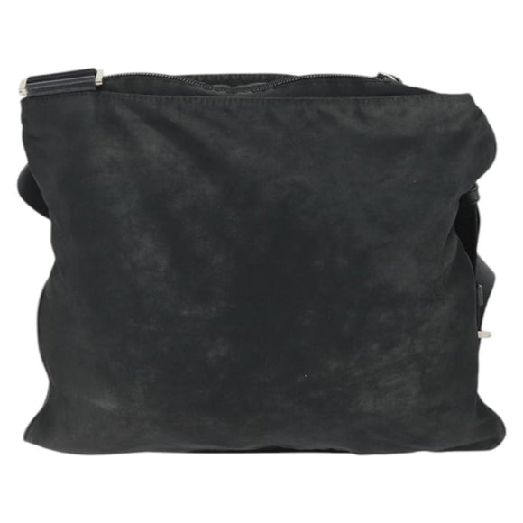PRADA Umhängetasche Nylon Schwarz Silber Auth ep13020