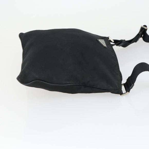 PRADA Umhängetasche Nylon Schwarz Silber Auth ep13020
