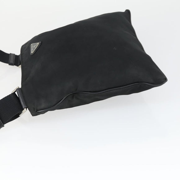 PRADA Umhängetasche Nylon Schwarz Silber Auth ep13020