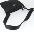 PRADA Umhängetasche Nylon Schwarz Silber Auth ep13020-7