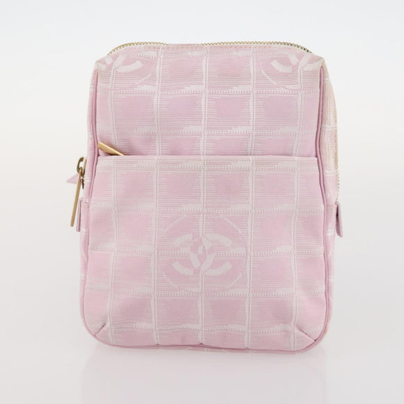 CHANEL New TravelLine Bag Nylon 3 Set Pink CC Auth ep13031