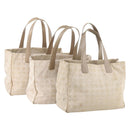 CHANEL New Travel Line Tote Bag Nylon 3 Set Beige CC Auth ep13032-1