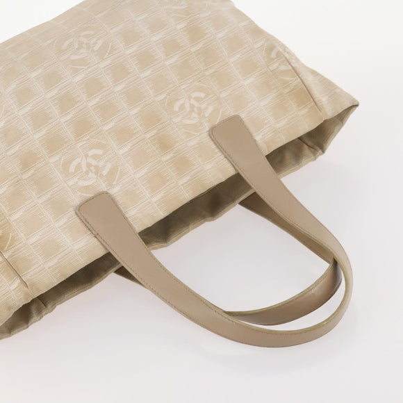 CHANEL New Travel Line Tote Bag Nylon 3 Set Beige CC Auth ep13033