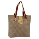GUCCI Micro GG Supreme Web Sherry Line Tote Bag PVC Beige Gold Red Auth ep13035-1