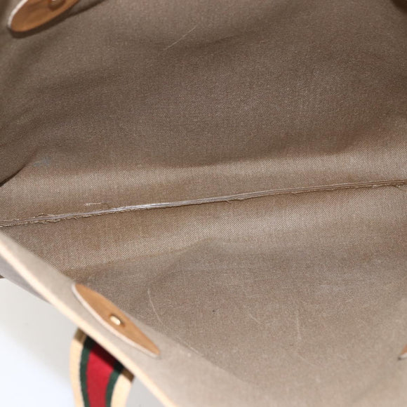 GUCCI Micro GG Supreme Web Sherry Line Tote Bag PVC Beige Gold Red Auth ep13035