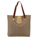 GUCCI Micro GG Supreme Web Sherry Line Tote Bag PVC Beige Gold Red Auth ep13035-13