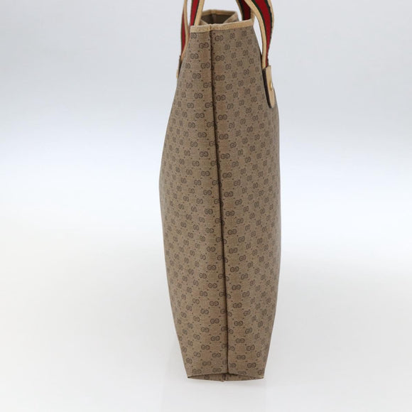 GUCCI Micro GG Supreme Web Sherry Line Tote Bag PVC Beige Gold Red Auth ep13035