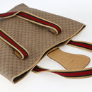 GUCCI Micro GG Supreme Web Sherry Line Tote Bag PVC Beige Gold Red Auth ep13035-6