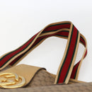 GUCCI Micro GG Supreme Web Sherry Line Tote Bag PVC Beige Gold Red Auth ep13035-8