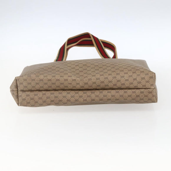 GUCCI Micro GG Supreme Web Sherry Line Tote Bag PVC Beige Gold Red Auth ep13035