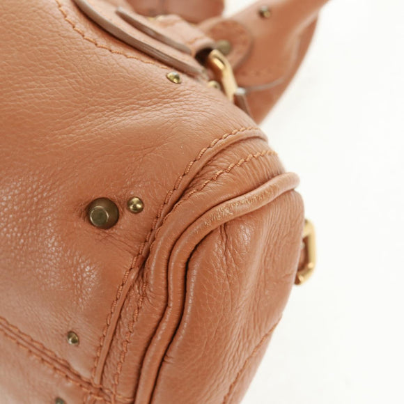 Chloe Paddington Hand Bag Leather Brown Gold Silver Auth ep13039SAV