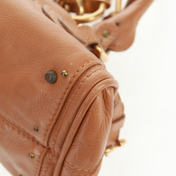 Chloe Paddington Hand Bag Leather Brown Gold Silver Auth ep13039SAV