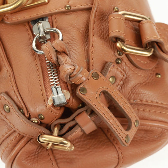 Chloe Paddington Hand Bag Leather Brown Gold Silver Auth ep13039SAV