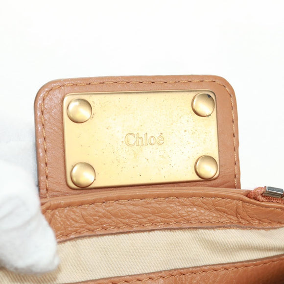Chloe Paddington Hand Bag Leather Brown Gold Silver Auth ep13039SAV