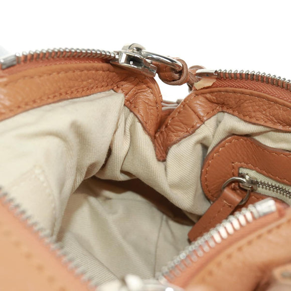 Chloe Paddington Hand Bag Leather Brown Gold Silver Auth ep13039SAV