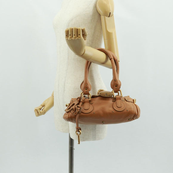 Chloe Paddington Hand Bag Leather Brown Gold Silver Auth ep13039SAV