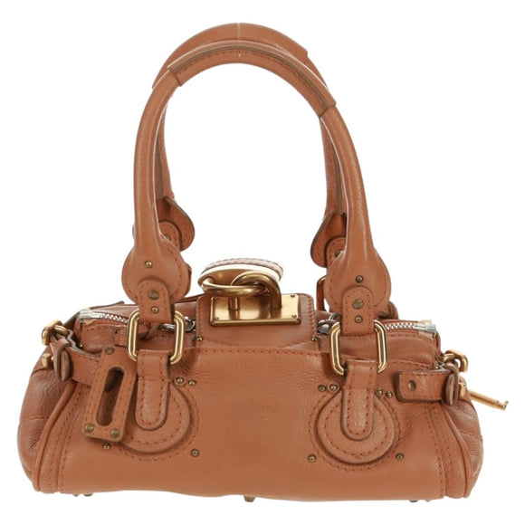 Chloe Paddington Hand Bag Leather Brown Gold Silver Auth ep13039SAV