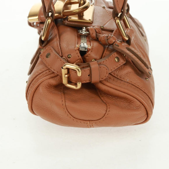 Chloe Paddington Hand Bag Leather Brown Gold Silver Auth ep13039SAV