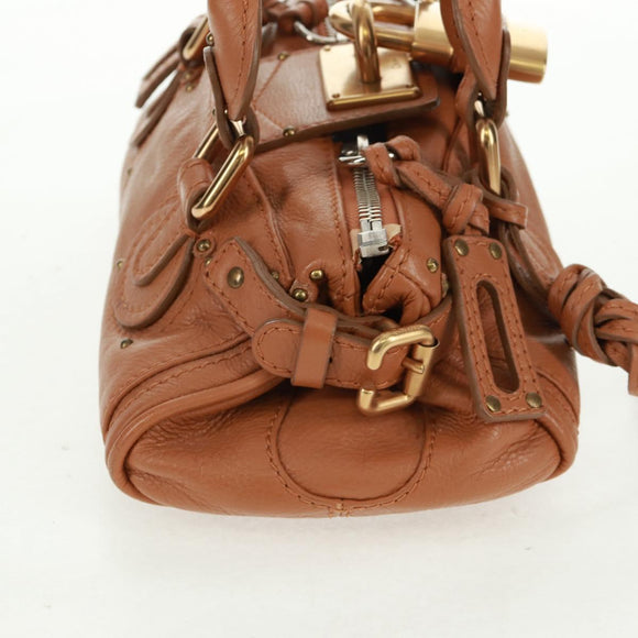 Chloe Paddington Hand Bag Leather Brown Gold Silver Auth ep13039SAV