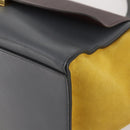 CELINE Trapeze Handtasche Wildleder 2-Wege Grau Gold Auth ep13043-9