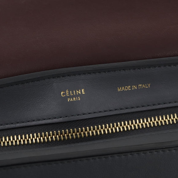 CELINE Trapeze Handtasche Wildleder 2-Wege Grau Gold Auth ep13043