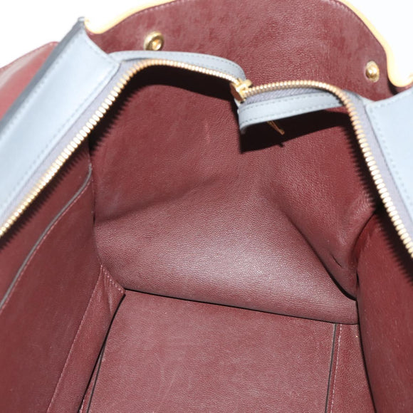 CELINE Trapeze Handtasche Wildleder 2-Wege Grau Gold Auth ep13043