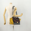 CELINE Trapeze Handtasche Wildleder 2-Wege Grau Gold Auth ep13043-24