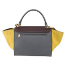 CELINE Trapeze Handtasche Wildleder 2-Wege Grau Gold Auth ep13043-2