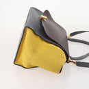 CELINE Trapeze Handtasche Wildleder 2-Wege Grau Gold Auth ep13043-3