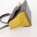 CELINE Trapeze Handtasche Wildleder 2-Wege Grau Gold Auth ep13043-4