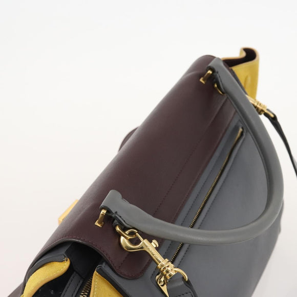 CELINE Trapeze Handtasche Wildleder 2-Wege Grau Gold Auth ep13043