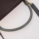 CELINE Trapeze Handtasche Wildleder 2-Wege Grau Gold Auth ep13043-8