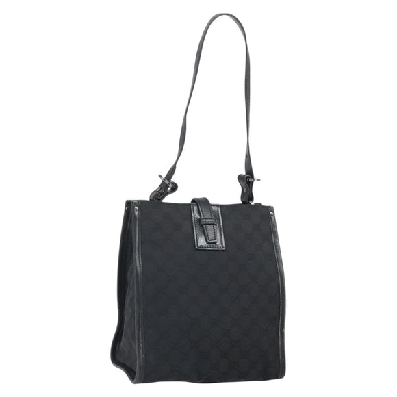 GUCCI GG Canvas Shoulder Bag Black Silver 110292 Auth ep13049