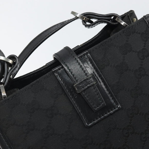 GUCCI GG Canvas Shoulder Bag Black Silver 110292 Auth ep13049