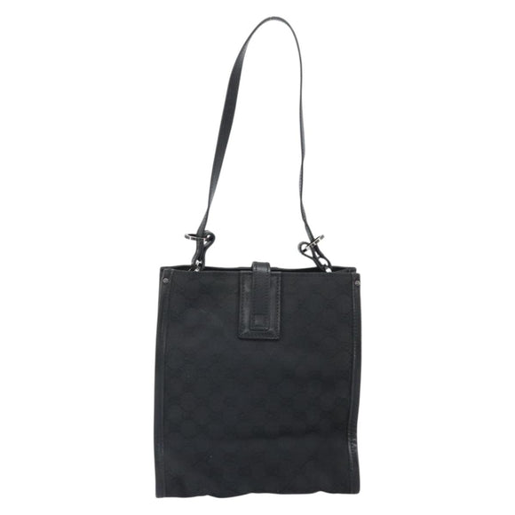 GUCCI GG Canvas Shoulder Bag Black Silver 110292 Auth ep13049