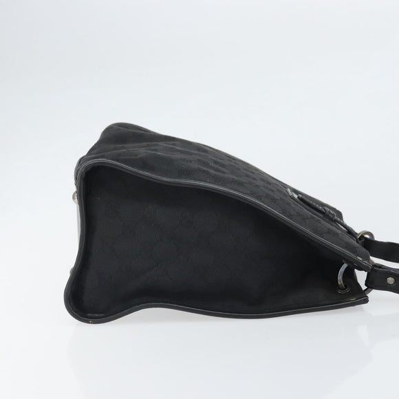 GUCCI GG Canvas Shoulder Bag Black Silver 110292 Auth ep13049