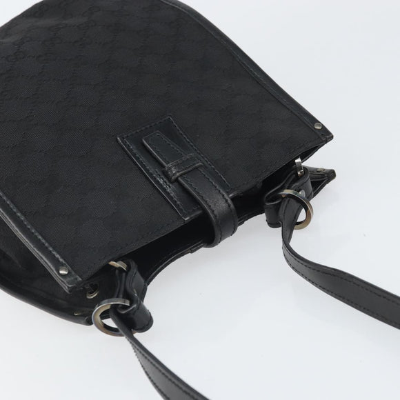 GUCCI GG Canvas Shoulder Bag Black Silver 110292 Auth ep13049